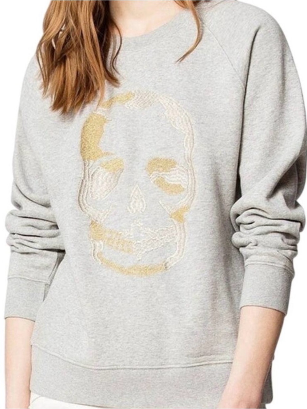 EUC Zadig & Voltaire Gray Skull Glitter Sweatshirt - Excellent Condition!